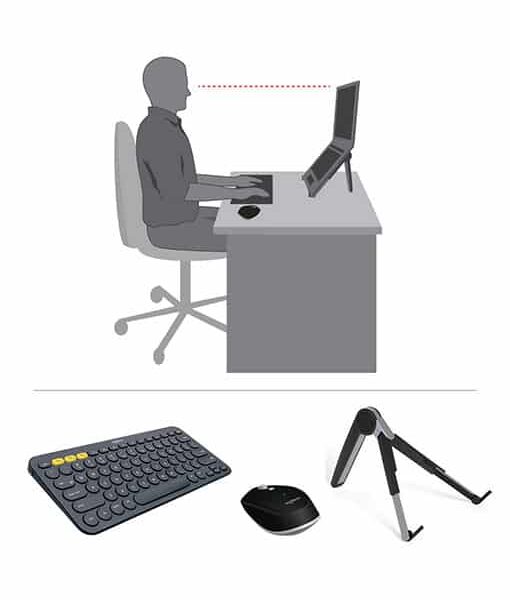 Laptop Set 2: Cricket Laptop Stand, Logitech K380 Keyboard, Logitech M240 Mouse